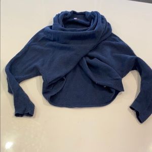 Free People cowl sweater cropped blue